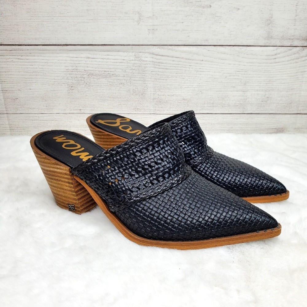 Sam Edelman Lillianna Pointed Toe Mule Braided Detail Black Size 7